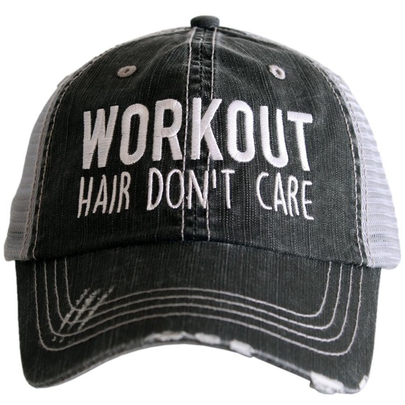 "Workout Hair Don’t Care" Embroidered Cap - Picture 4 of 7